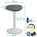 Wiebelkruk Leitz Ergo met gasveer 47-64cm lichtgrijs