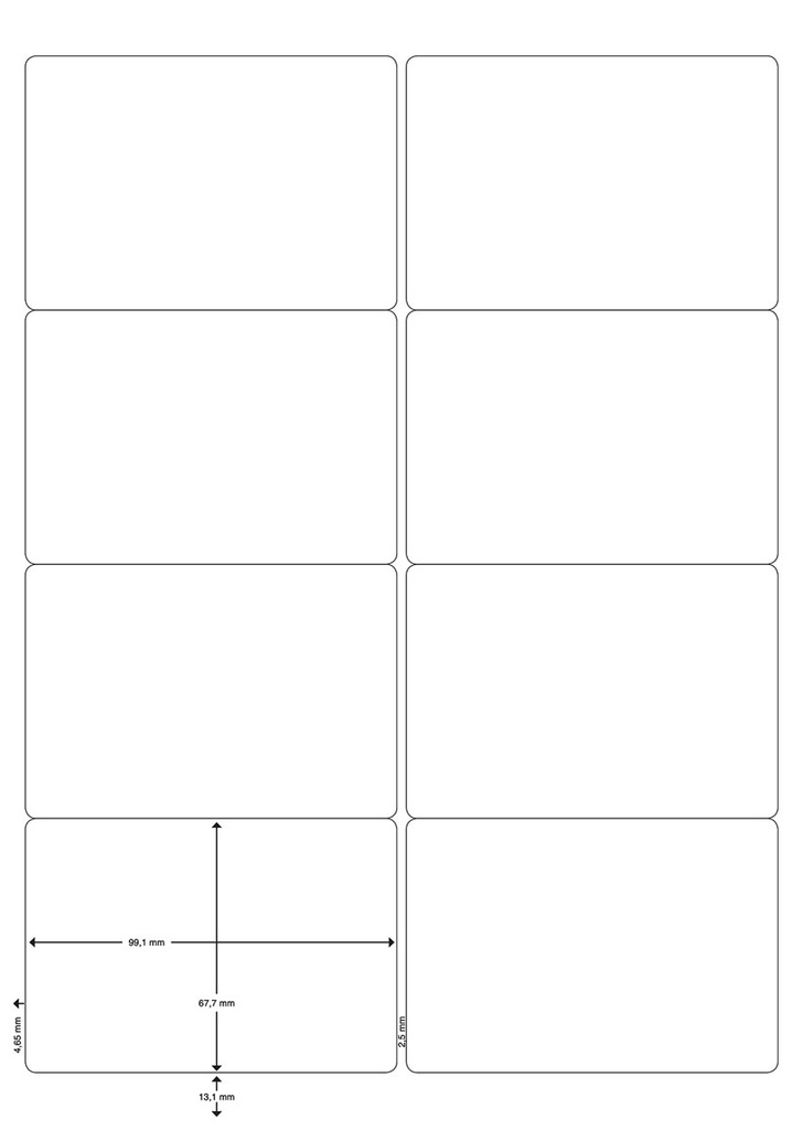 Etiketten Q-Connect 8 etik/bl 99,1x67,7mm wit ronde hoeken (100)