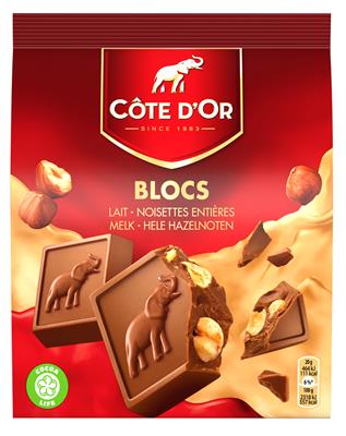 Côte d'or mini carré melk hele noten 200gr (12 pakjes)