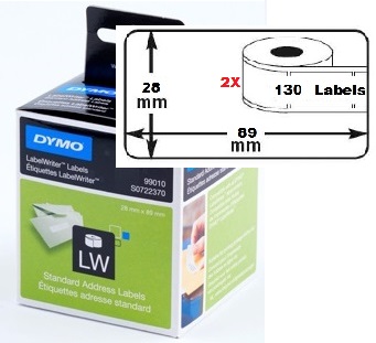 Dymo LW etiket stand.adr. 89x28mm wit (2x130) (99010)