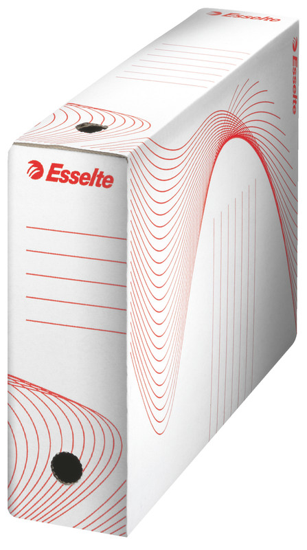 Archiefdoos Esselte 250x352mm rug 80mm wit/rood