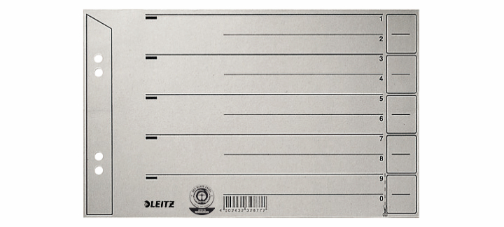 Tabbladen Leitz Staffel karton A5 4-gaats dwars grijs (100)
