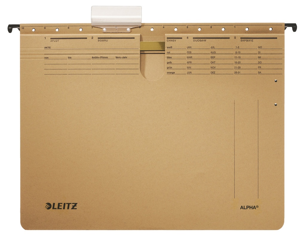 Hangmap Leitz Alpha karton A4 lade 330mm V-bodem met hechtstrip natuurbruin (25)