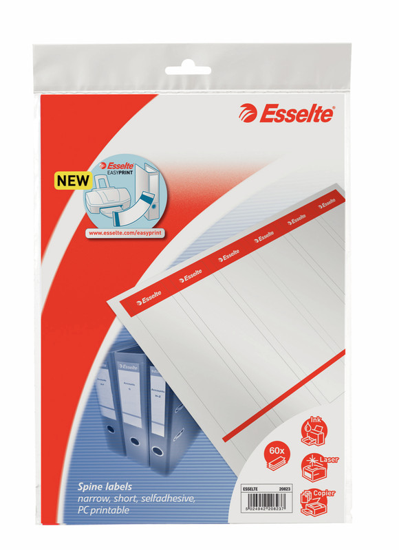 Rugetiket Esselte zelfklevend papier 80g kort smal printbaar wit (60)