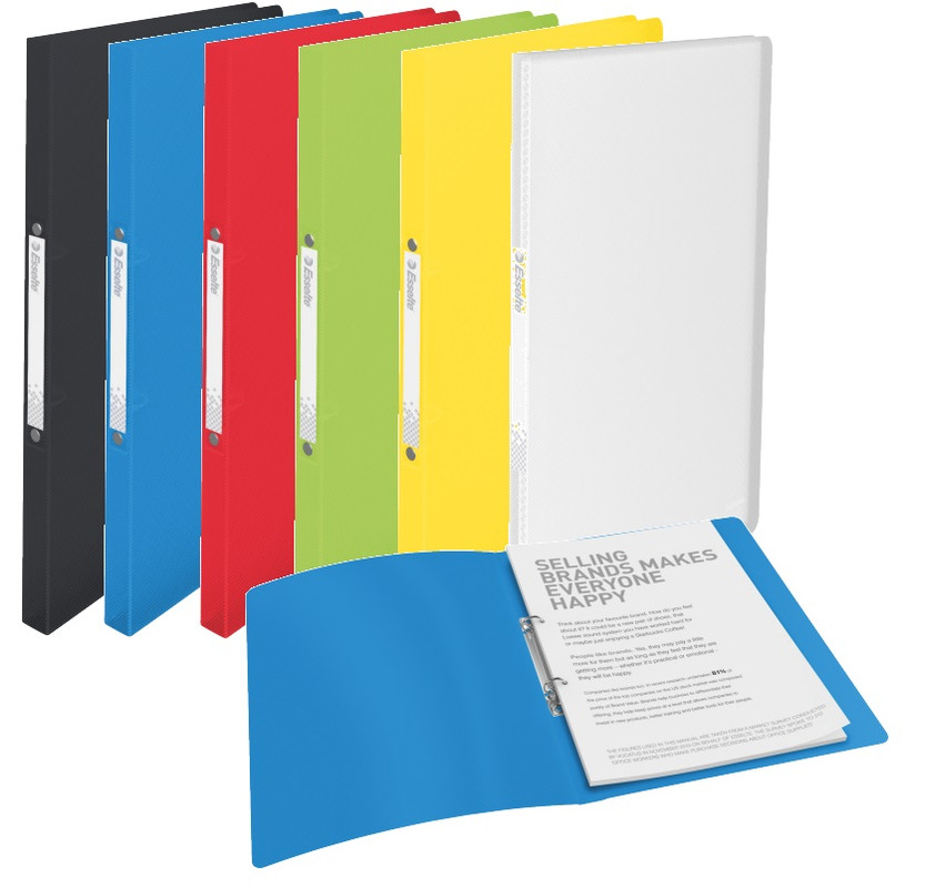 Ringmap Esselte Vivida PP A4 2 O-ringen 16mm rug 2,5cm transparant assorti