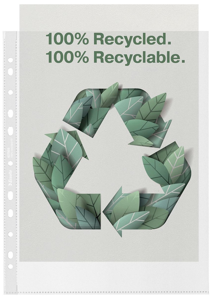 Showtas Esselte Premium 100% Recycled PP A4 maxi 100 micron 11-gaats gekorreld transparant (100)