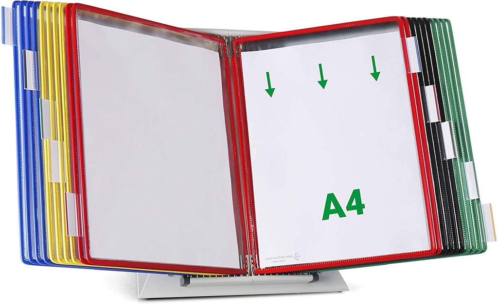 Zichtpanelenstandaard Tarifold A4 grijs inclusief 20 assorti zichtpanelen en 10 tabs 50mm