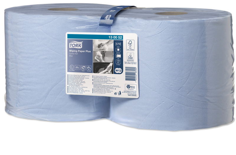 Poetsdoek Tork Advanced 420 Blue Roll W1/W2 2-laags 24cmx255m 750vel (2)