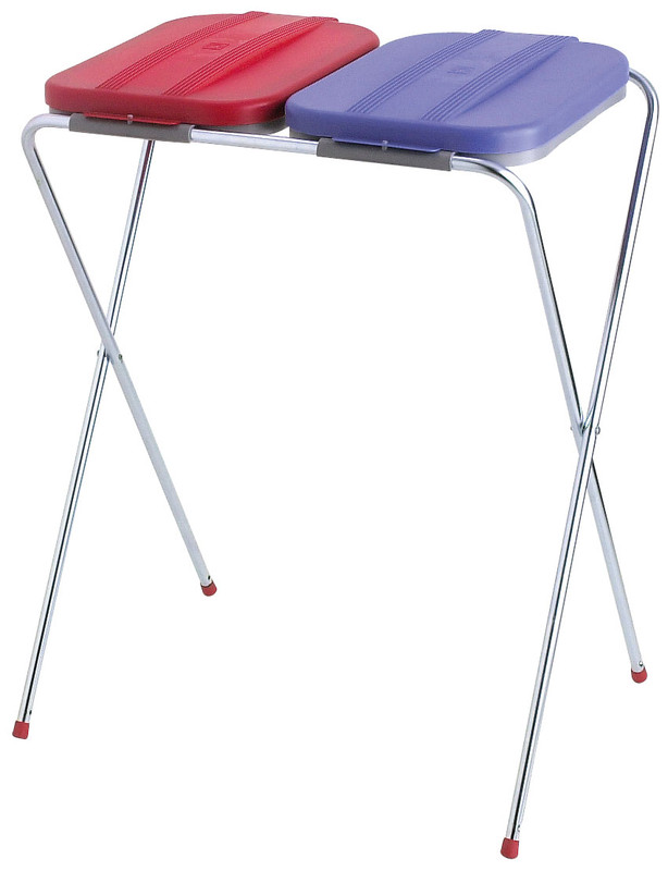 Zakhouder VepaBins DUO met 2 deksels en stalen opklapbaar frame blauw/geel