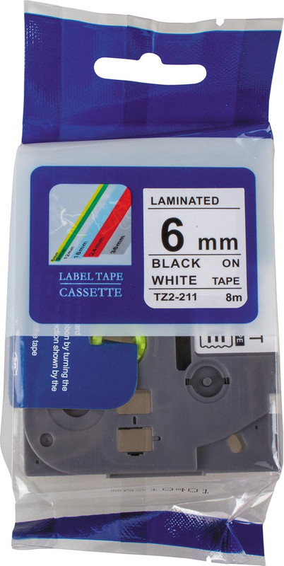 Compatibele tape Brother P-Touch TZE-211 6mm zwart op wit