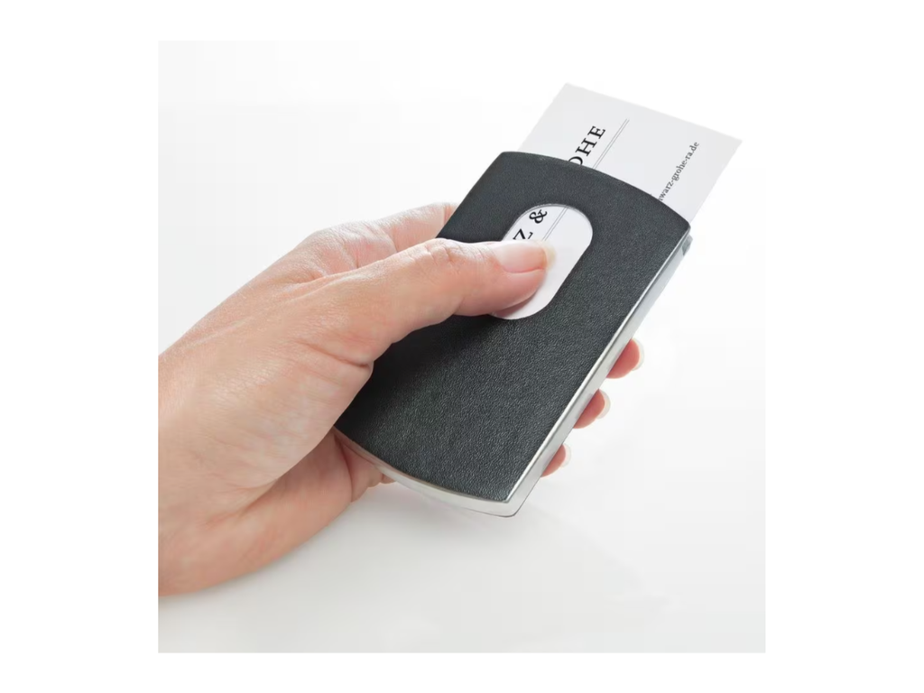 Visitekaarthouder Sigel Snap voor kaarten 91x57mm zwart lederlook