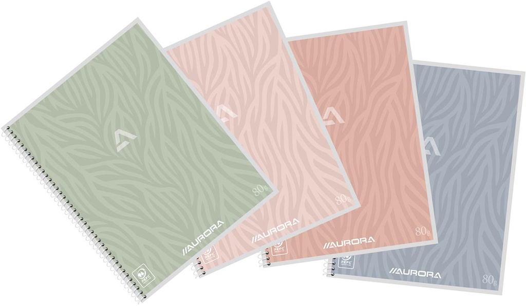 Spriaalschrift Aurora Writing 80 Design karton A5 16,5x21cm gelijnd 120blz met kantlijn assorti