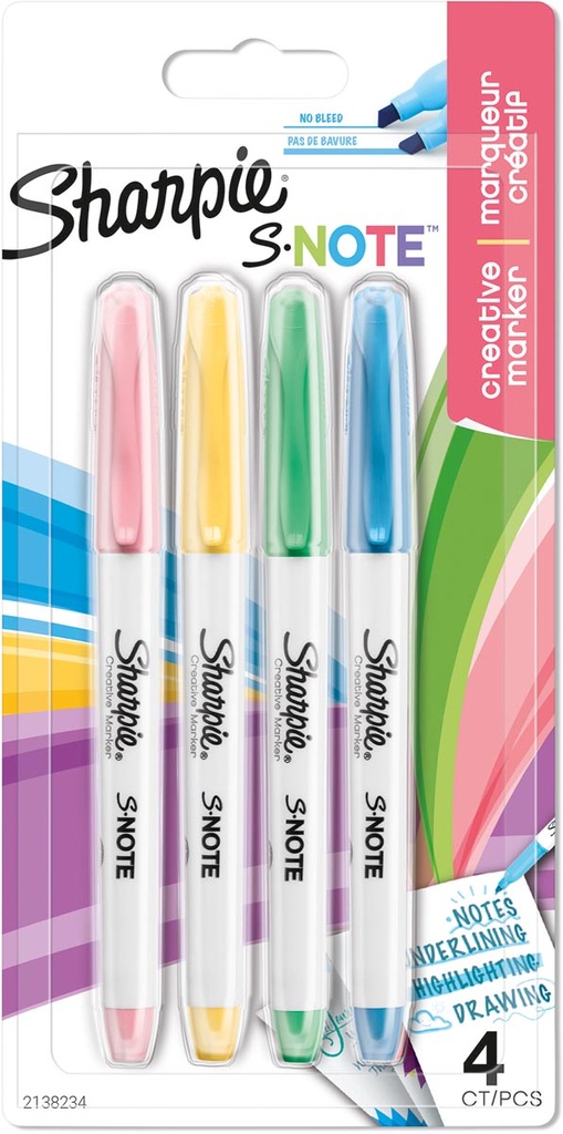 Permanent marker Sharpie S-Note assorti (4)