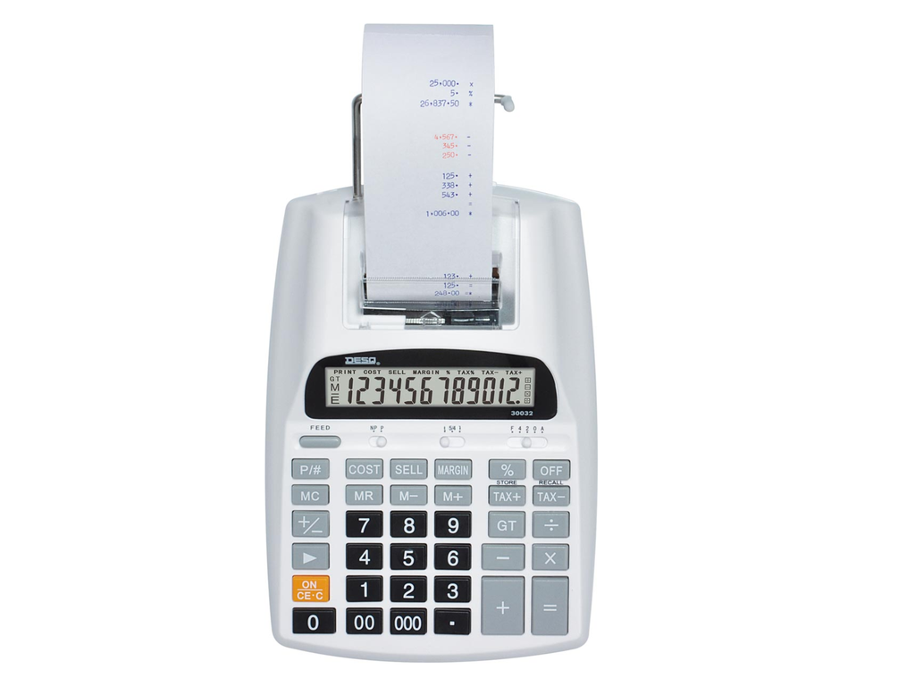 Rekenmachine met telrol Desq 30032 2- kleuren druk