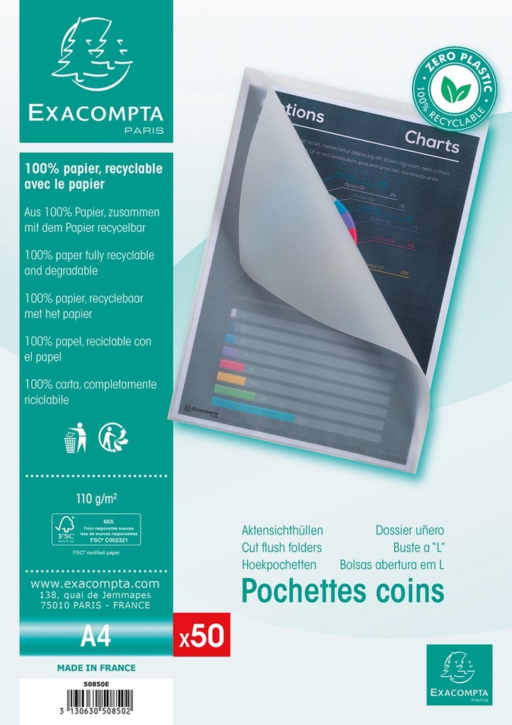 L-map Exacompta Cut-flush uit papier 110g/m² transparant (50)