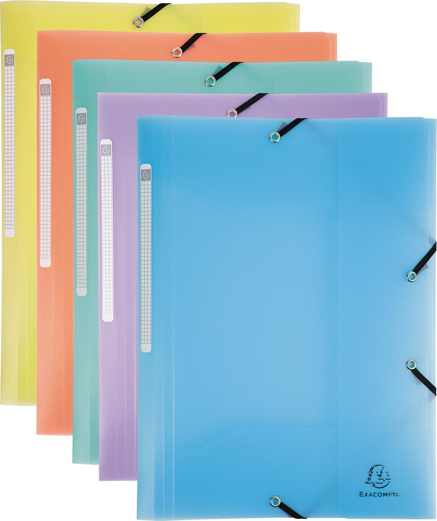 Elastomap Exacompta Chromaline PP met 3 kleppen met rugetiket A4 pastel assorti