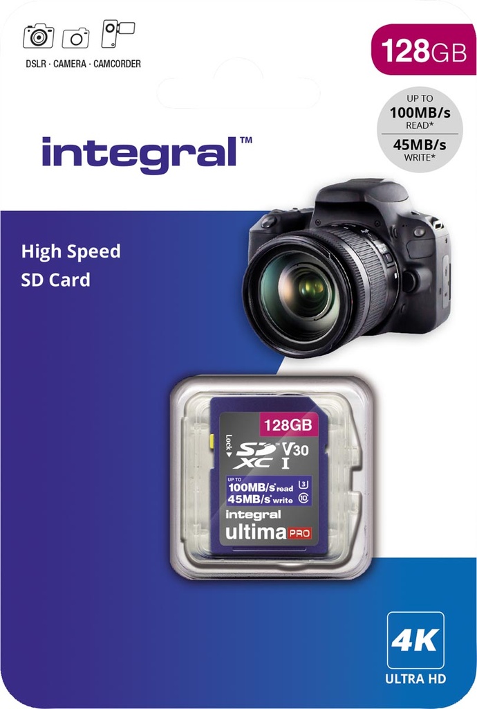 Geheugenkaart Integral SDXC V30 128gb