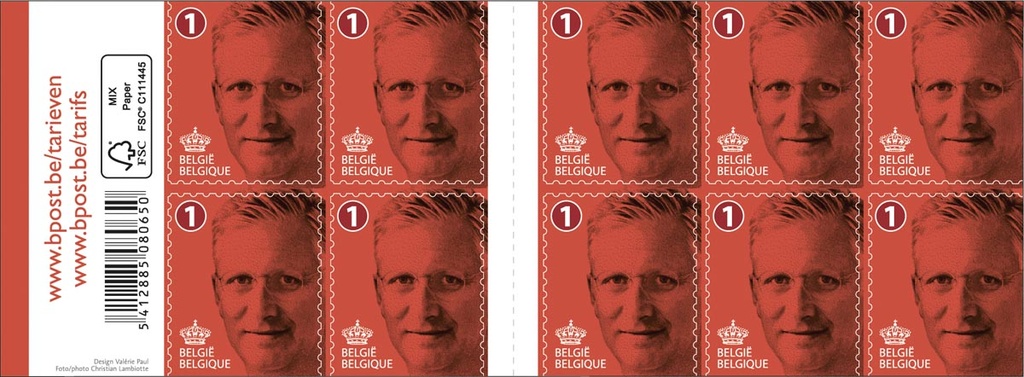 Postzegels Bpost Nationaal Koning Filip non-prior (100)