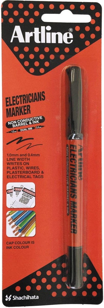 Marker Artline Eletricians dubbele punt 0,4mm en 1mm Zwart