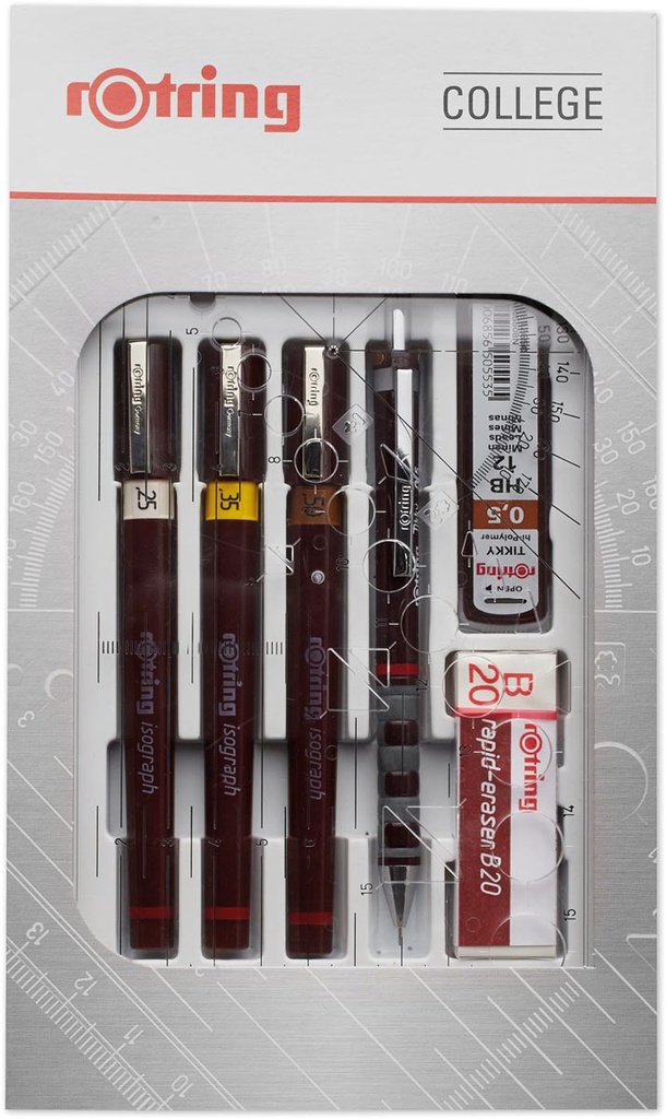 Tekenpen Rotring Isograph College Set van 3 - 0,25mm / 0,35mm / 0,5mm