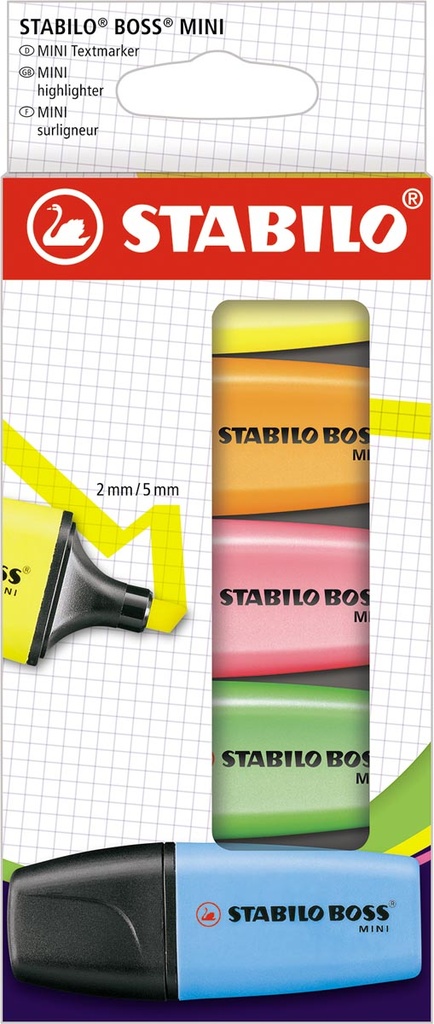 Markeerstift Stabilo Boss Mini Etui van 5 STUKS Assorti