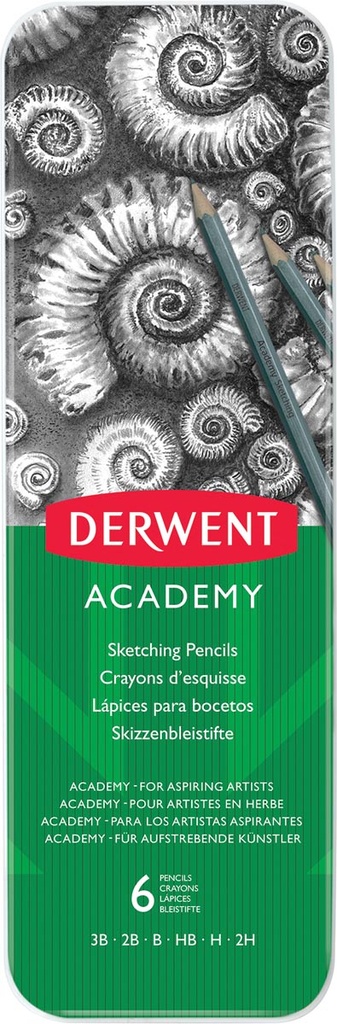 Grafietpotlood Derwent Academy 3B 2B B HB H 2H (6)