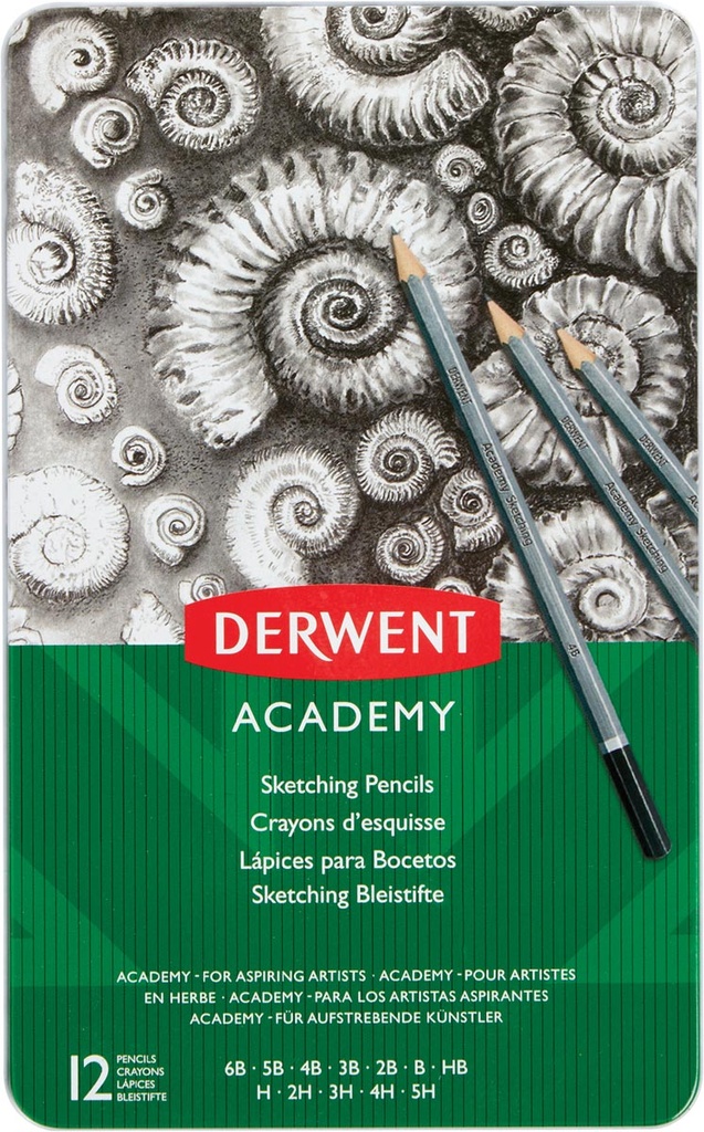 Grafietpotlood Derwent Academy 6B 5B 4B 3B 2B B HB H 2H 3H 4H 5H (12)