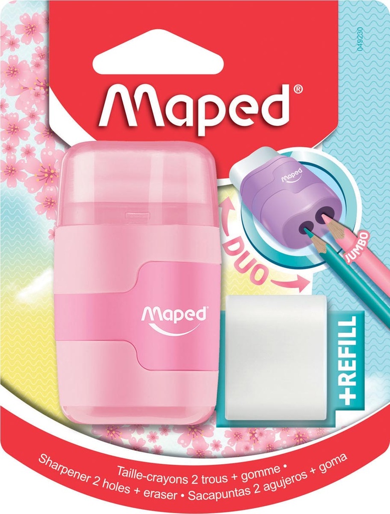 Potloodslijper + Gom Maped Connect Soft Touch Pastelkleur