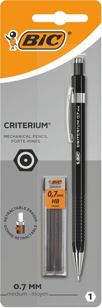 Vulpotlood BIC Criterium 0,7mm 1 stuk + 12 vullingen Zwart