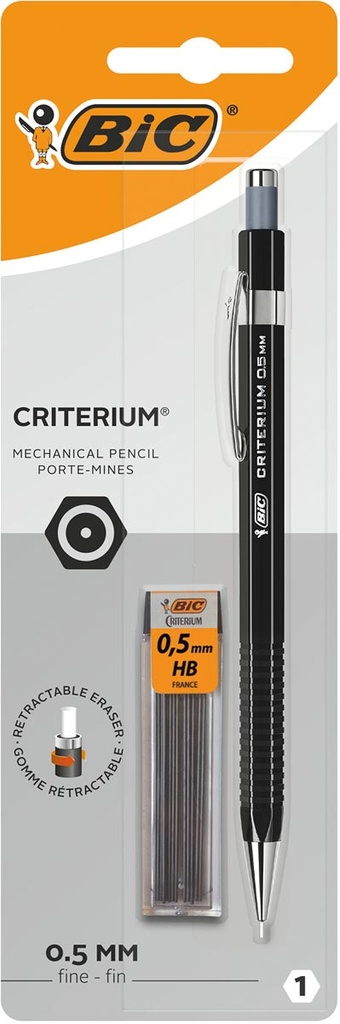 Vulpotlood BIC Criterium 0,5mm 1 stuk + 12 vullingen Zwart