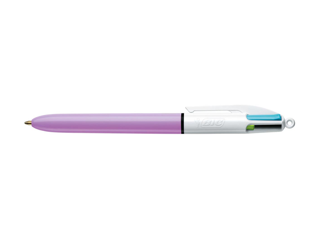 Balpen Bic 4 Colours Fun Pastelroze