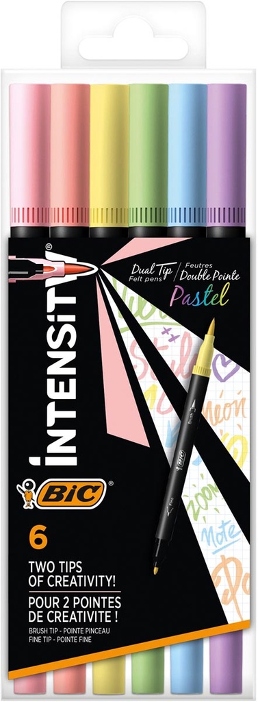 Viltstift BIC Intensity Dual tip etui van 6 STUKS Pastel