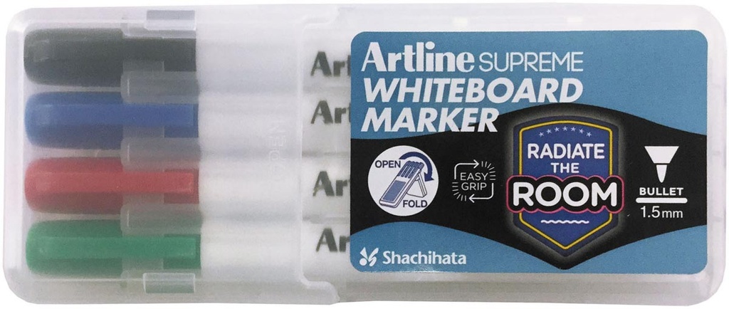 Whiteboardmarker Artline Supreme 1,5mm etui van 4 STUKS Assorti