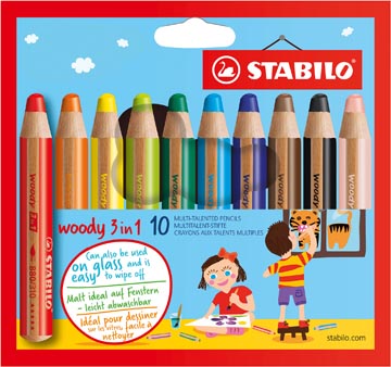 Kleurpotlood Stabilo Woody 3in1 Etui 10 STUKS Assorti