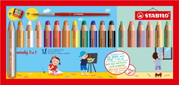 Kleurpotlood Stabilo Woody 3in1 Etui met slijper en penseel assorti (18)