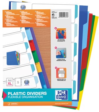 Tabbladen Oxford pp A4 xl 60 gr 5 tabs 11 gaats assorti