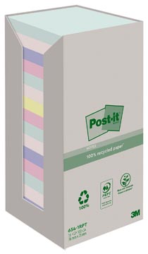 Memoblok Post-It recycled nature 76x76mm assorti (16)