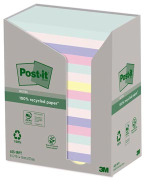 Memoblok Post-It recycled nature 76x127mm 100vel assorti ( 16)