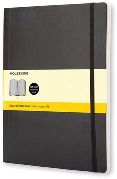 Notitieboek Moleskine soepel kaft  19 x 25 cm geruit 192 blz zwart