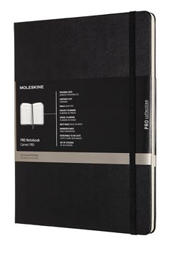 Notitieboek Moleskine professional harde kaft 19x25cm gelijnd 189 blz zwart