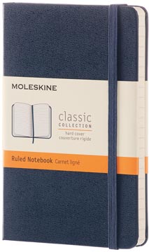 Notitieboek Moleskine harde kaft 9x14cm gelijnd 192 blz saffier