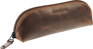 Pennenzak Maverick ovaal 21x6cm lederen bruin