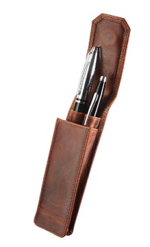 Pen etui Maverick voor 2 pennen 4 x 15 cm lederen bruin