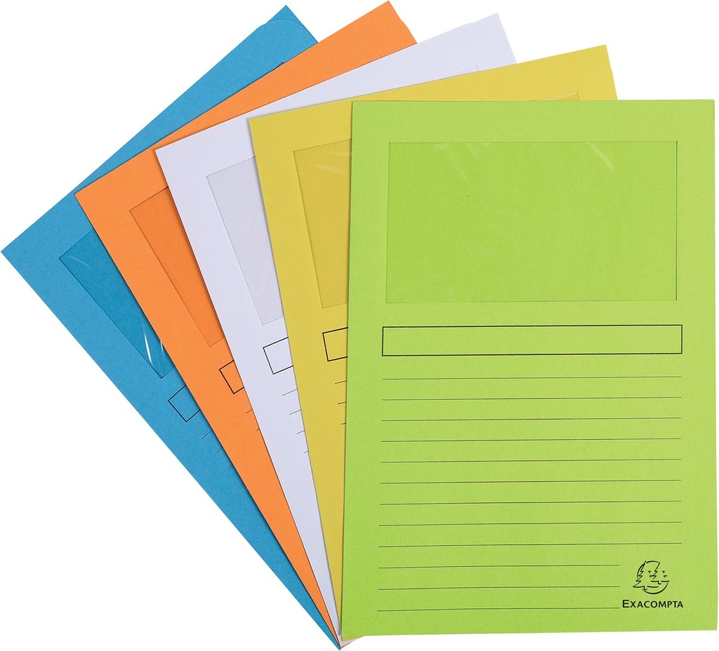 L-map Exacompta Forever karton A4 120g met venster assorti lichte kleur(25)