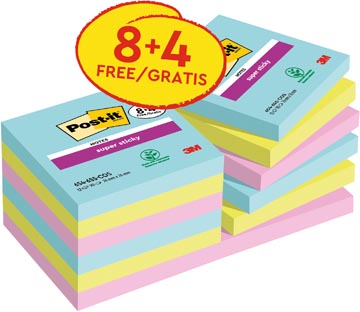 Memoblok Post-It Super Sticky Cosmic 76x76mm 90vel assorti (12)