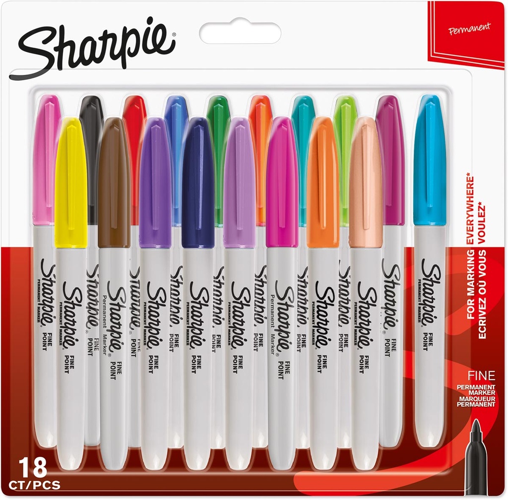 Permanent marker Sharpie Electro Pop fijne ronde punt 1mm assorti (18)