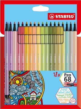 Viltstift Stabilo Pen 68 assorti zachte kleuren (18)