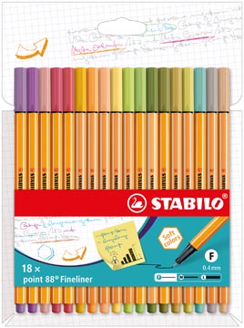 Fineliner Stabilo Point 88 assorti zachte kleuren (18)