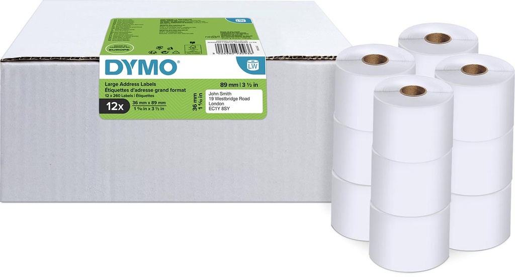 Dymo LW etiketten 89x36mm wit (12x260)