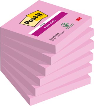 Memoblok Post-it Super Sticky 76 x 76 mm 90 vel Tropical Pink 6 blokken